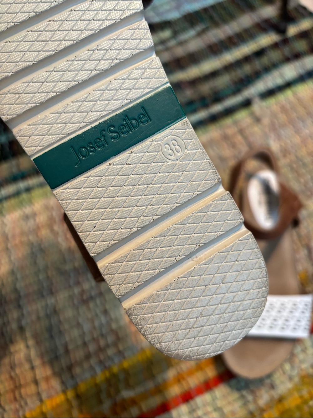 Josef Seibel White and Brown Perforated Slide Sandals like new size 38 / 7.5 - Picture 8 of 10